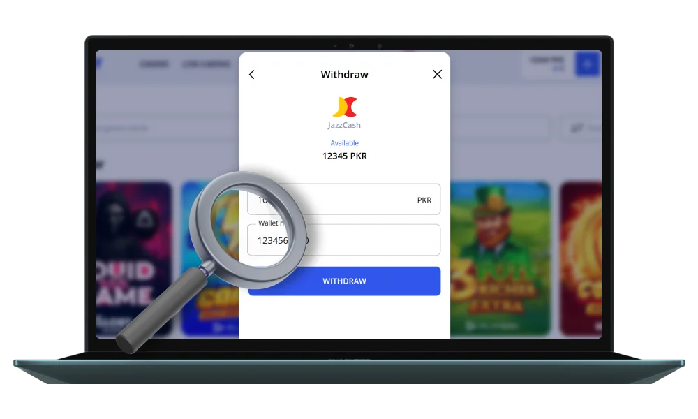 Check all your data to proceed the withdrawal at Glory Casino